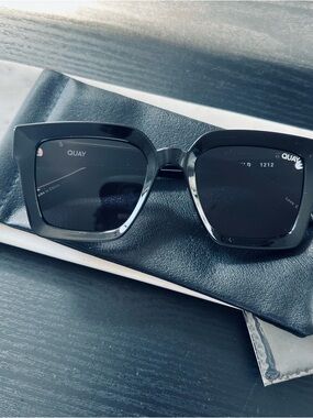 Quay Black Fool’s Gold Square Oversized Sunglasses